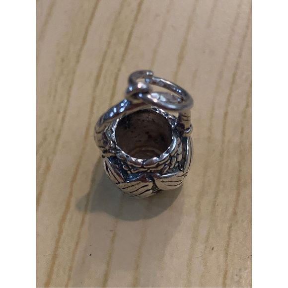 .925 Vintage Ornate Basket with Handle Sterling Silver Jewelry Charm - Picture 3 of 6